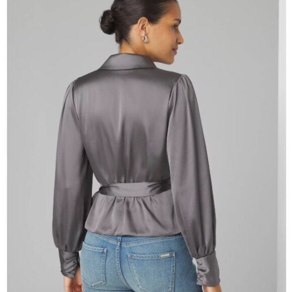 *NEW* White House Black Market Wrap Blouse - size 4P - Picture 2 of 7